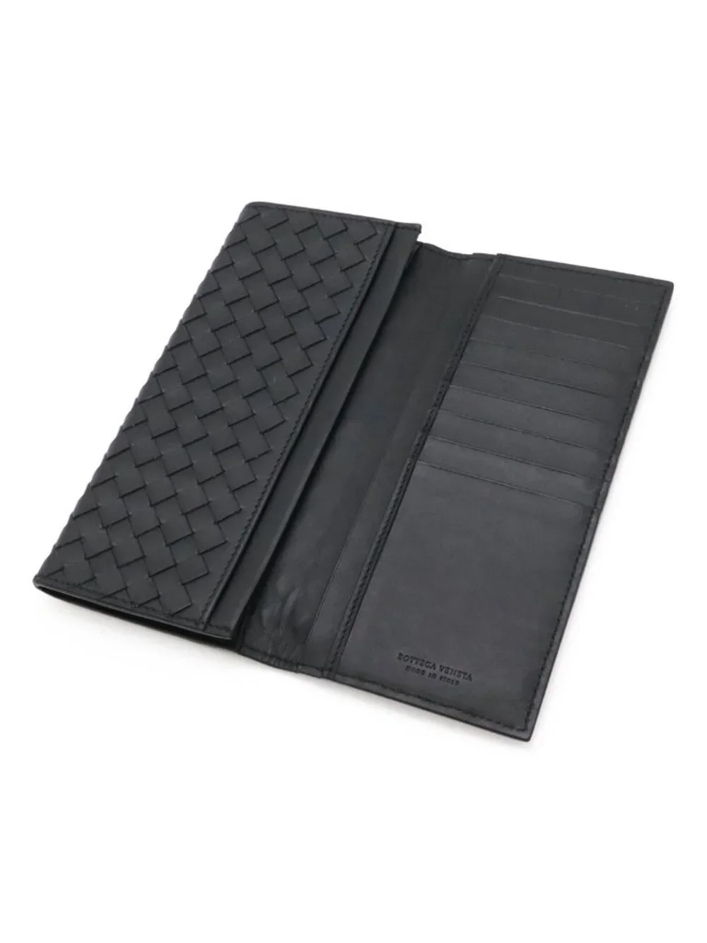 Bottega Veneta Intrecciato Wallet Bifold Long Billfold Leather Black
